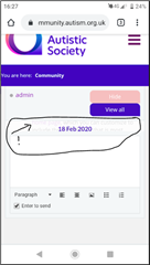 I  have used a message from the Admin so that i don't breach anyone's privacy.  Here, BEHIND the date , you can see the faint grey text in an already tiny letter box shapedslit which I'm supposed to be able to scroll and read on my small phone. It's impossible. 